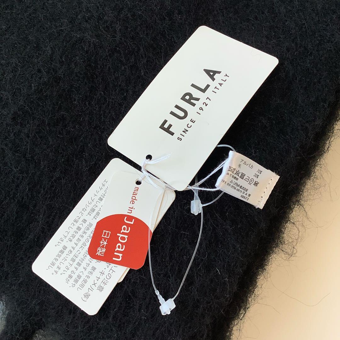 新品★FURLA★フルラB＆Wボリューム マフラー★アルパカ ウール★日本製★黒
