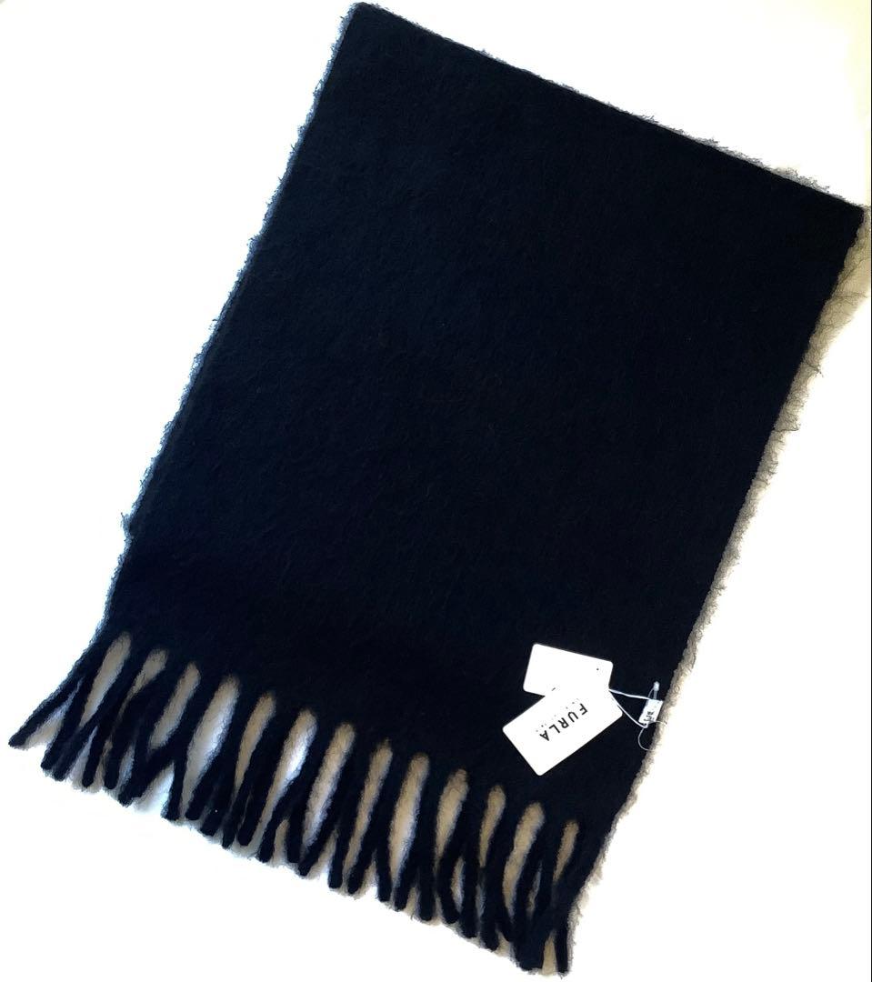新品★FURLA★フルラB＆Wボリューム マフラー★アルパカ ウール★日本製★黒