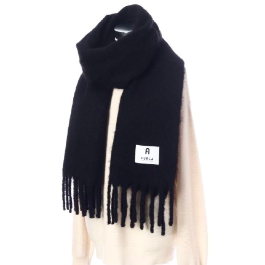 新品★FURLA★フルラB＆Wボリューム マフラー★アルパカ ウール★日本製★黒