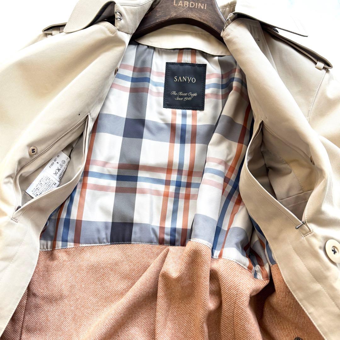 極美品 サンヨー 100年コート スタンダード ロング丈 ライナー ベージュ M