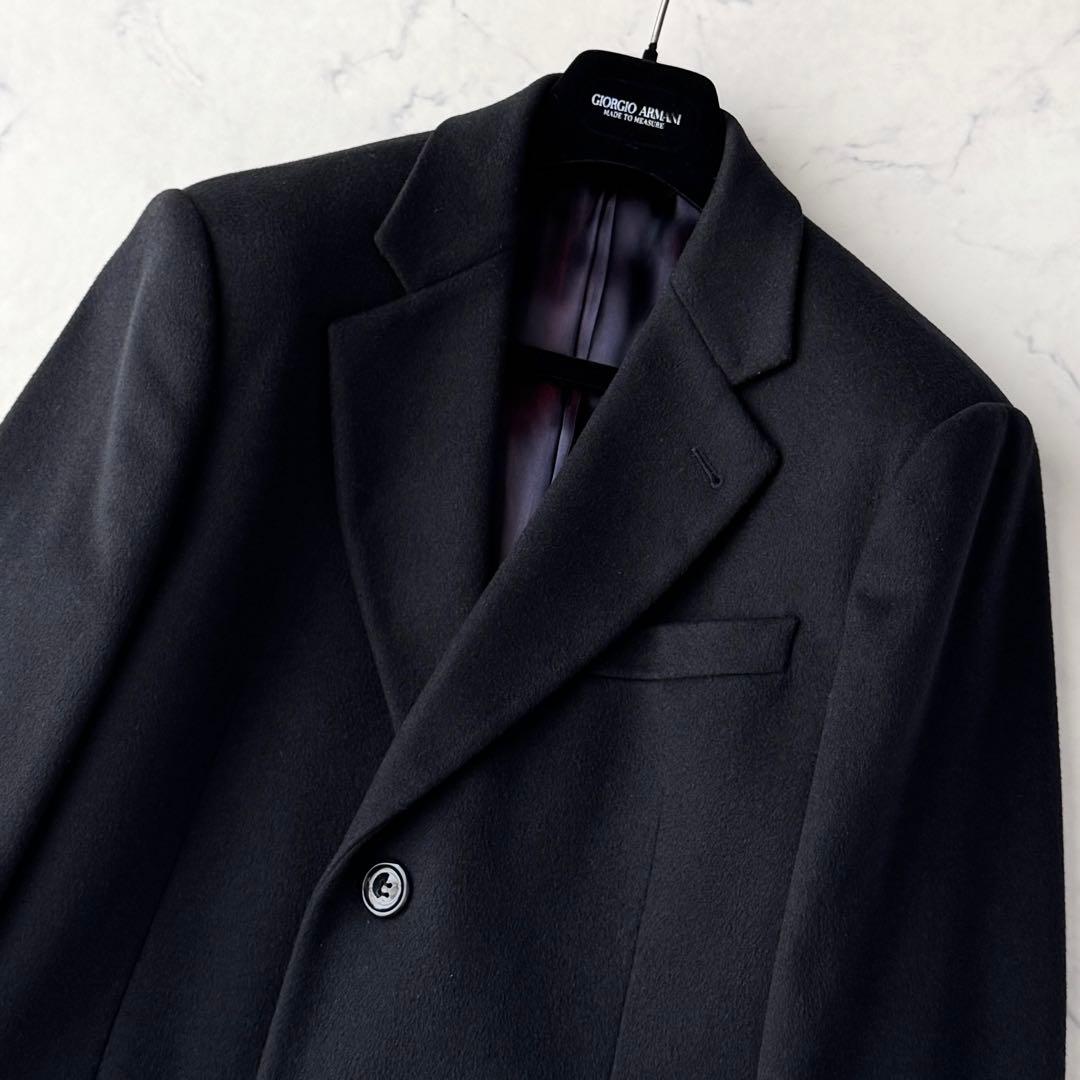 ジョルジオ アルマーニ 黒タグ チェスター コート ブラック 黒 46 M〜L程