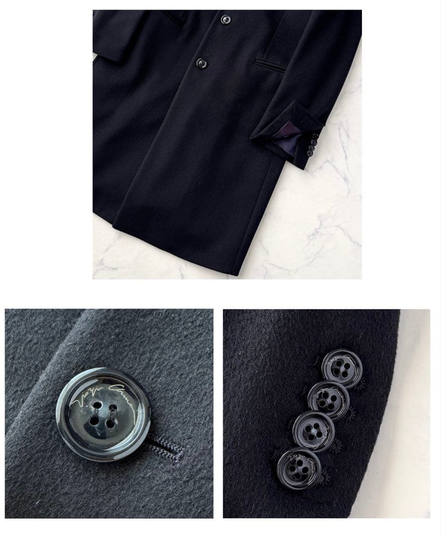 ジョルジオ アルマーニ 黒タグ チェスター コート ブラック 黒 46 M〜L程