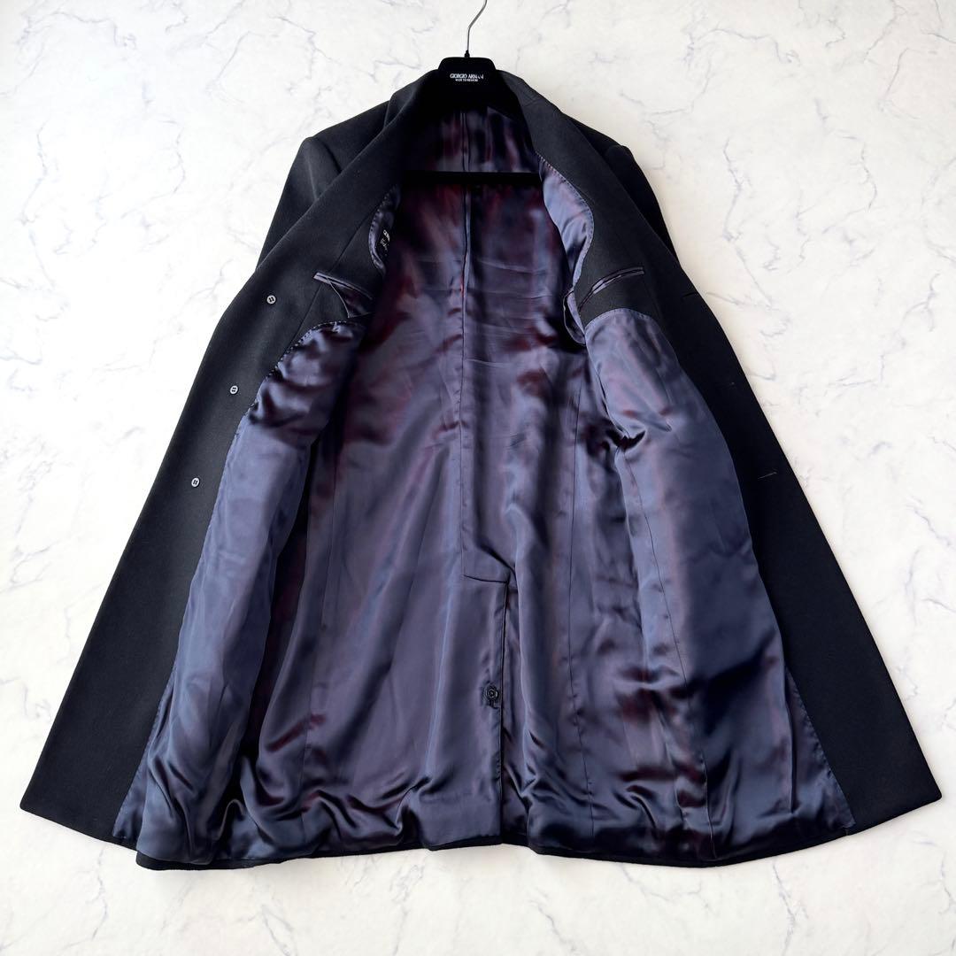 ジョルジオ アルマーニ 黒タグ チェスター コート ブラック 黒 46 M〜L程