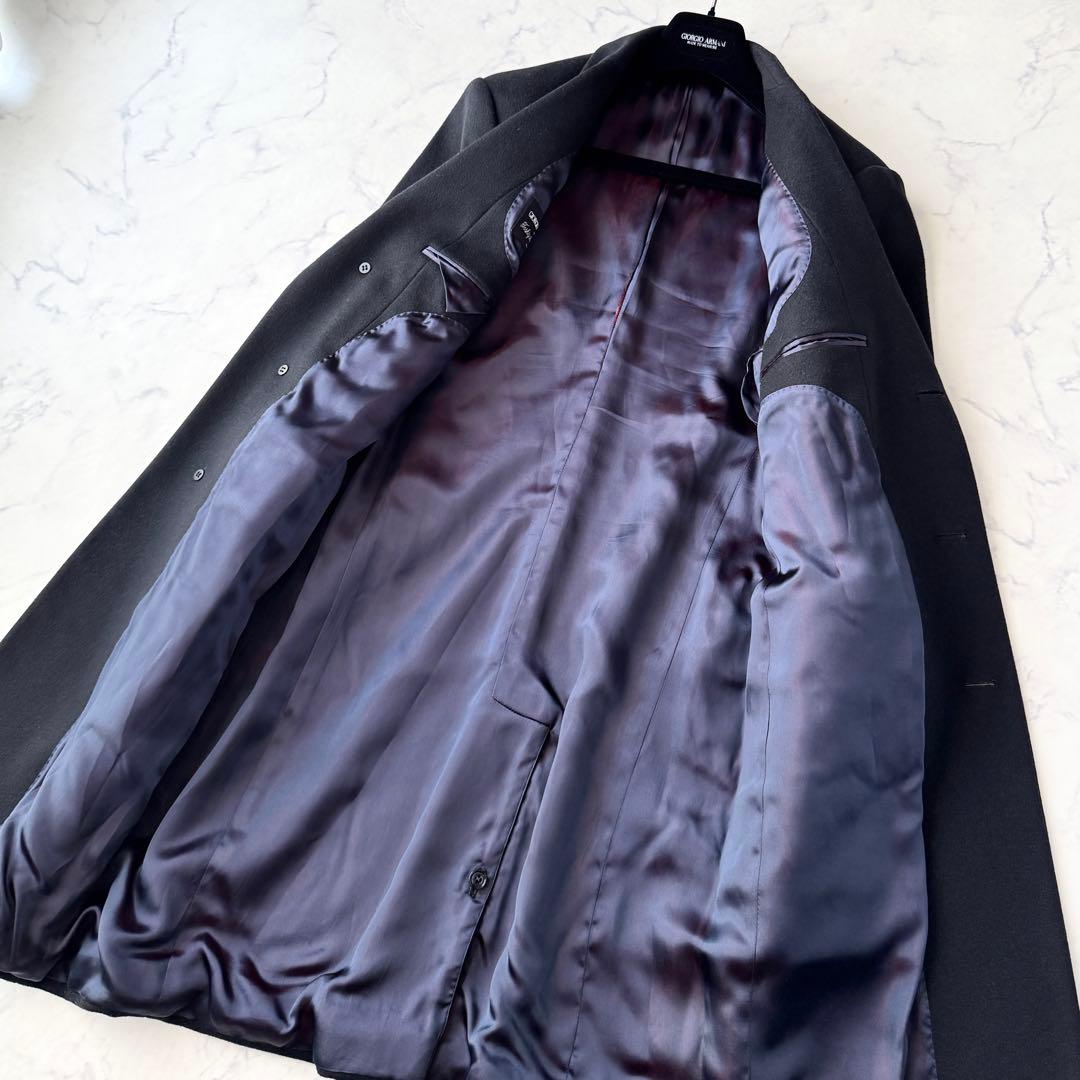 ジョルジオ アルマーニ 黒タグ チェスター コート ブラック 黒 46 M〜L程