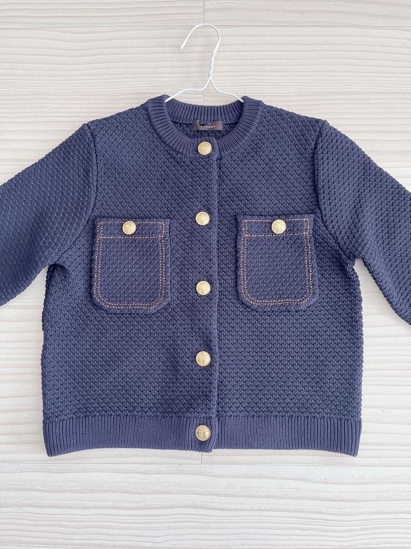 《未使用タグ付き》　アニュアンス ネイビー ノーカラージャケット Sサイズ