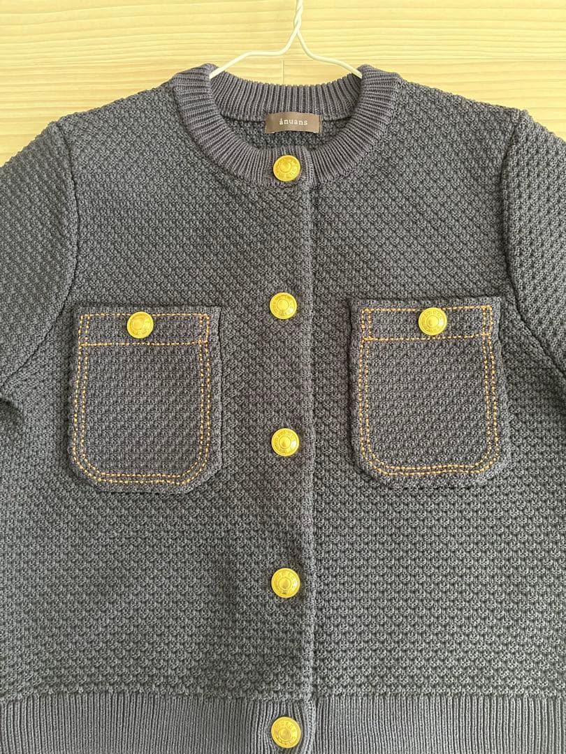 《未使用タグ付き》　アニュアンス ネイビー ノーカラージャケット Sサイズ