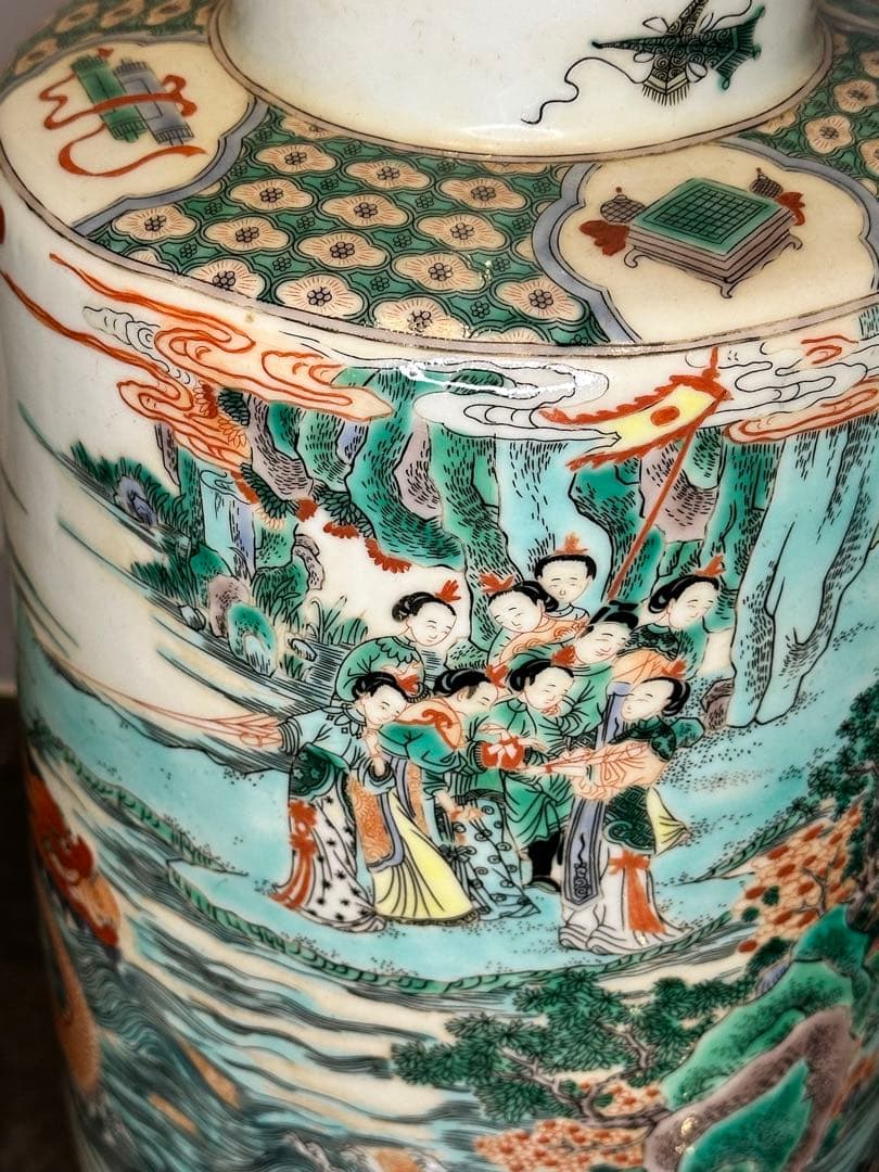 希少品！中国大清康熙年製款 龍舟図大花瓶 珍品 古美術 花器 置物 コレクション