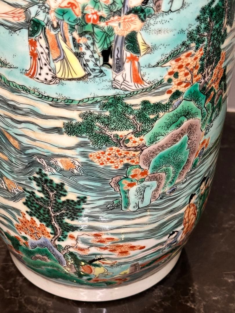 希少品！中国大清康熙年製款 龍舟図大花瓶 珍品 古美術 花器 置物 コレクション