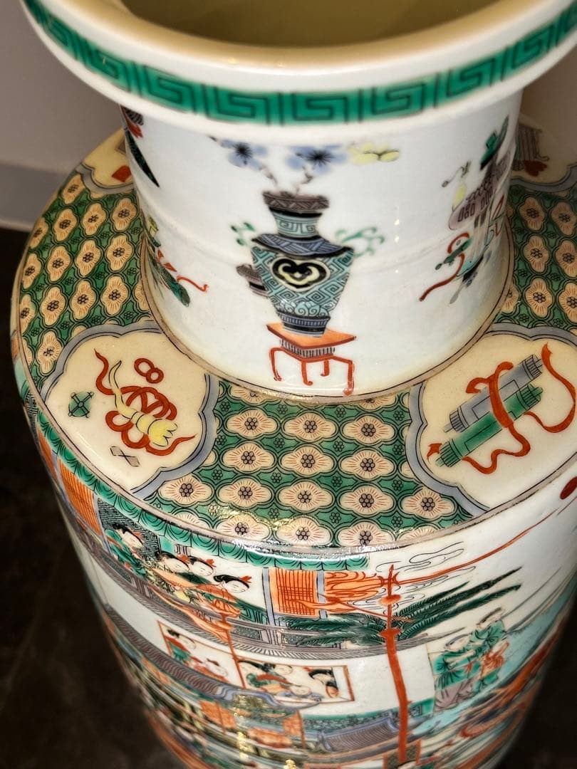 希少品！中国大清康熙年製款 龍舟図大花瓶 珍品 古美術 花器 置物 コレクション