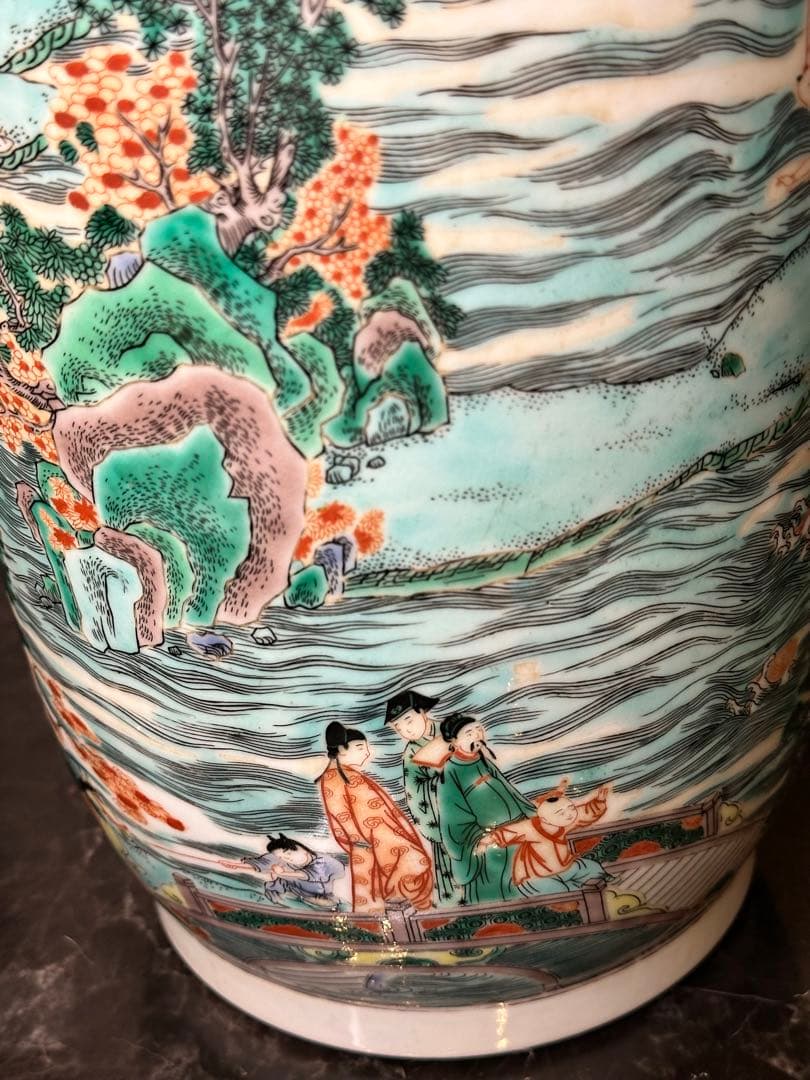 希少品！中国大清康熙年製款 龍舟図大花瓶 珍品 古美術 花器 置物 コレクション