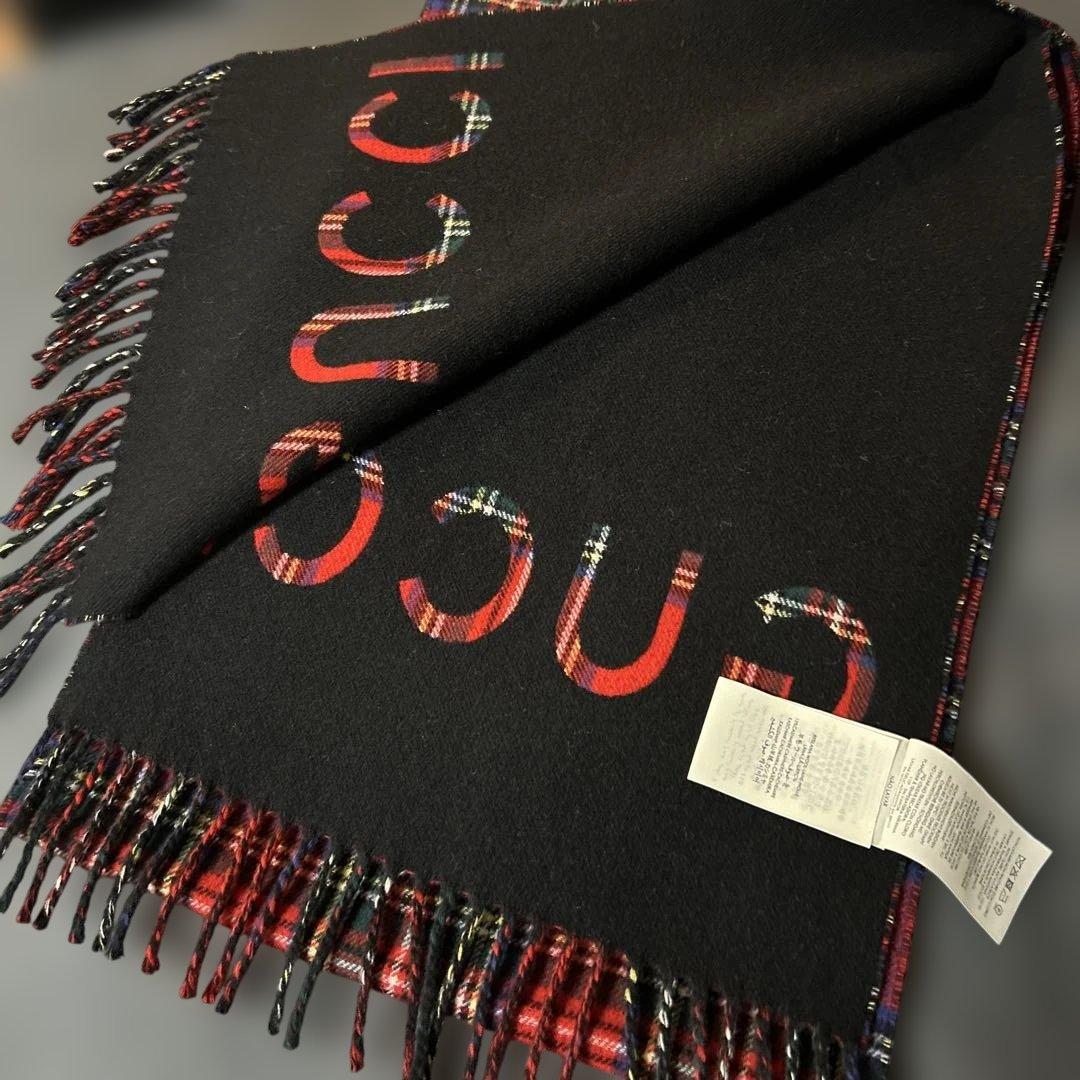 GUCCI レッドチェック マフラー