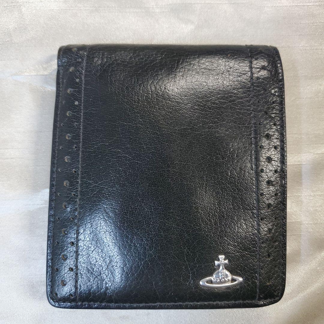 Vivienne westwood ブラックレザー 二つ折り財布　ハーフ