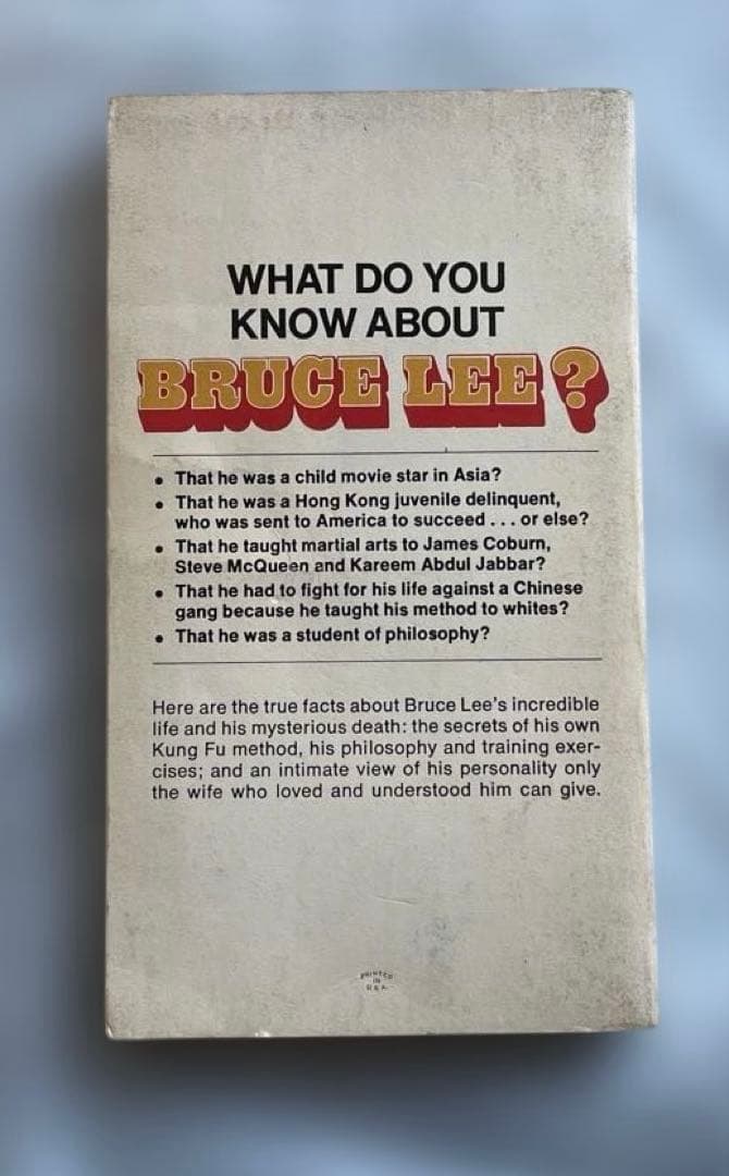 洋書 リンダリー著 Bruce Lee: The Man Only I Knew