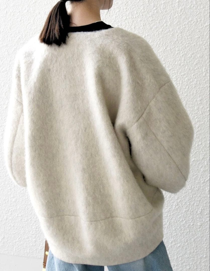 SHIPS any: シャギー ノーカラー コクーン コート