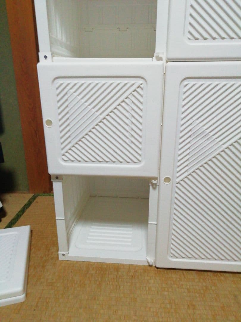 リエンちん　モリリン 折り畳みワードローブ 白扉2列 S109 説明書あり