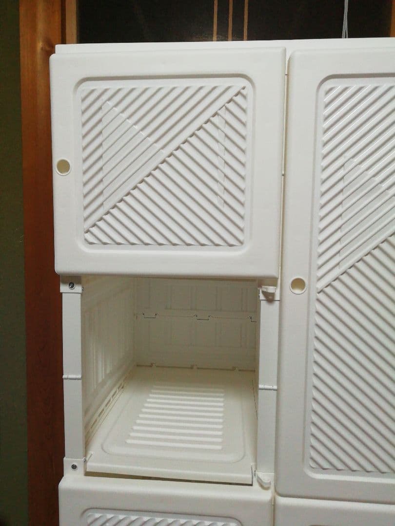 リエンちん　モリリン 折り畳みワードローブ 白扉2列 S109 説明書あり