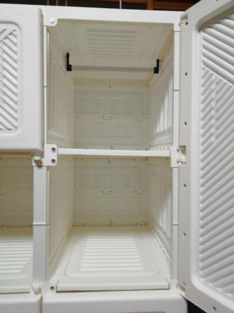 リエンちん　モリリン 折り畳みワードローブ 白扉2列 S109 説明書あり