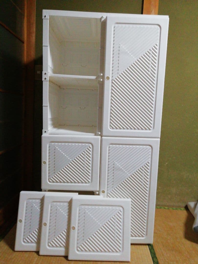 リエンちん　モリリン 折り畳みワードローブ 白扉2列 S109 説明書あり