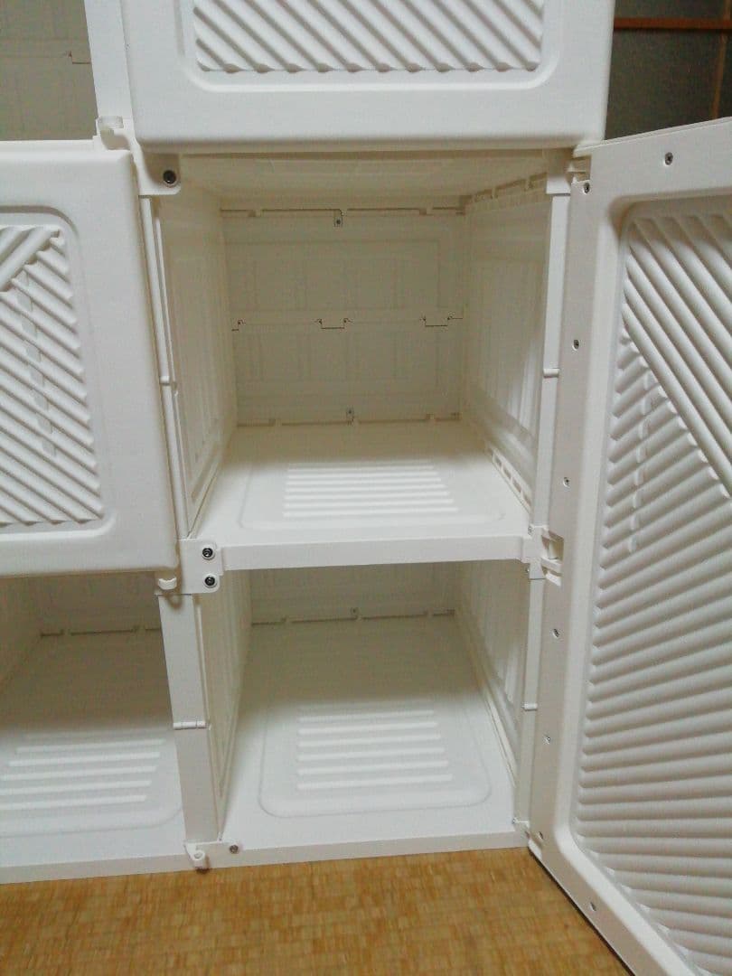 リエンちん　モリリン 折り畳みワードローブ 白扉2列 S109 説明書あり