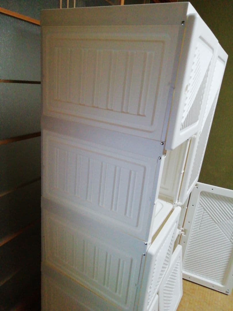 リエンちん　モリリン 折り畳みワードローブ 白扉2列 S109 説明書あり