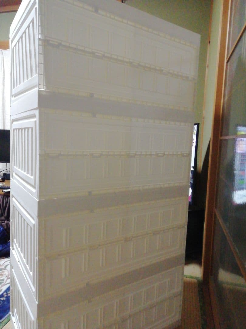 リエンちん　モリリン 折り畳みワードローブ 白扉2列 S109 説明書あり