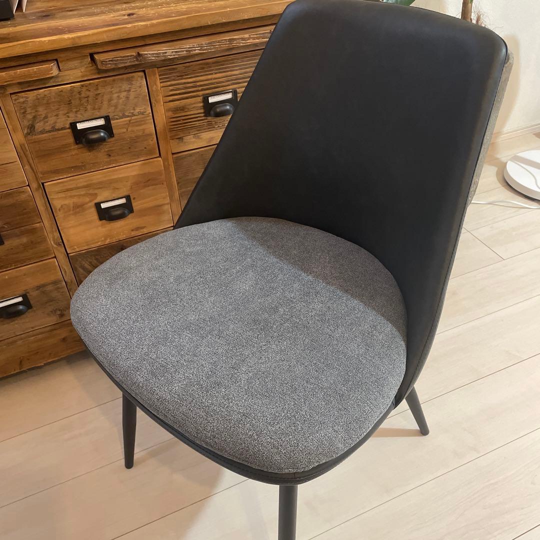 もりん モダンなダイニングチェア 黒×グレー4脚