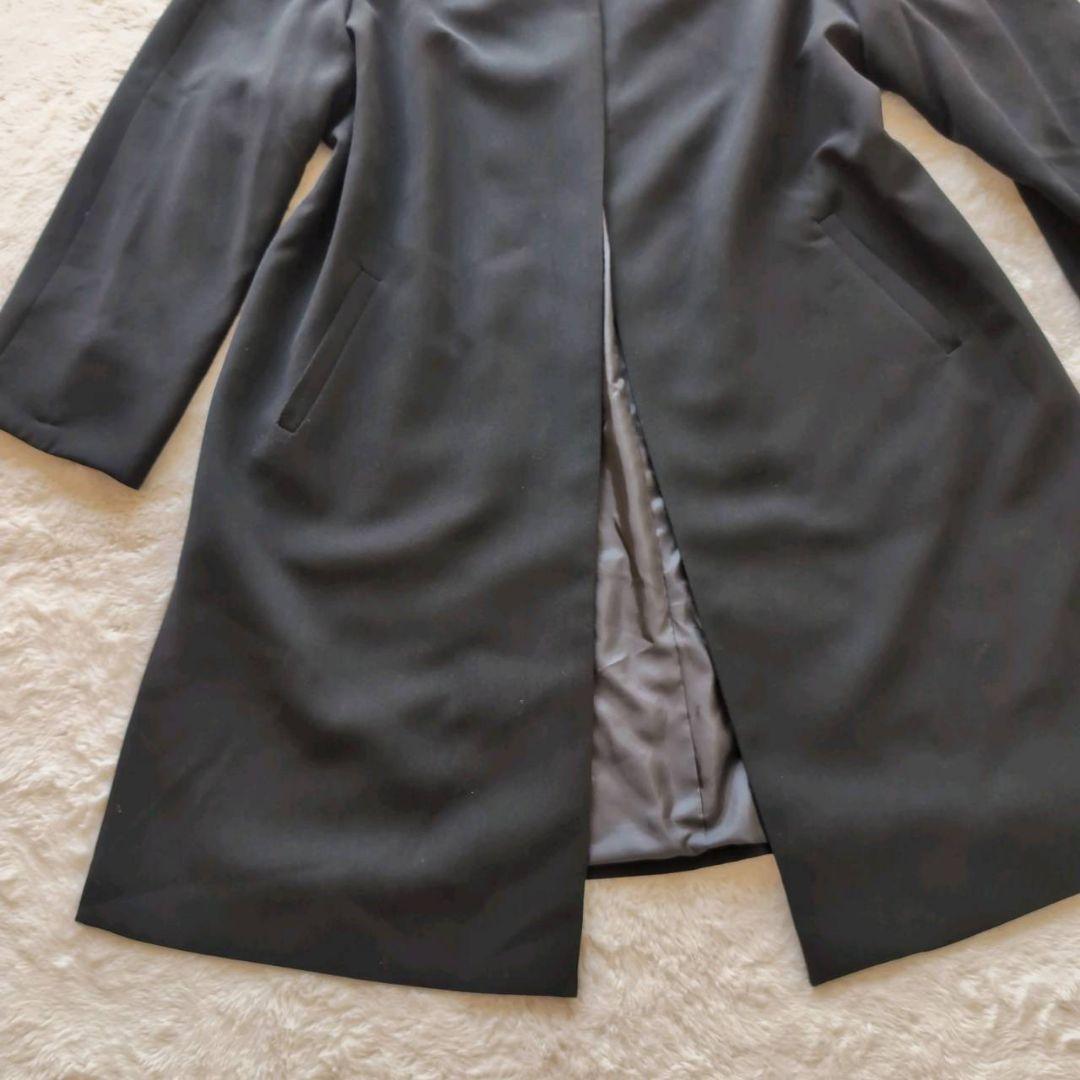 東京ソワール　ノーカラーロングコート　ブラック　冠婚葬祭　羽織り