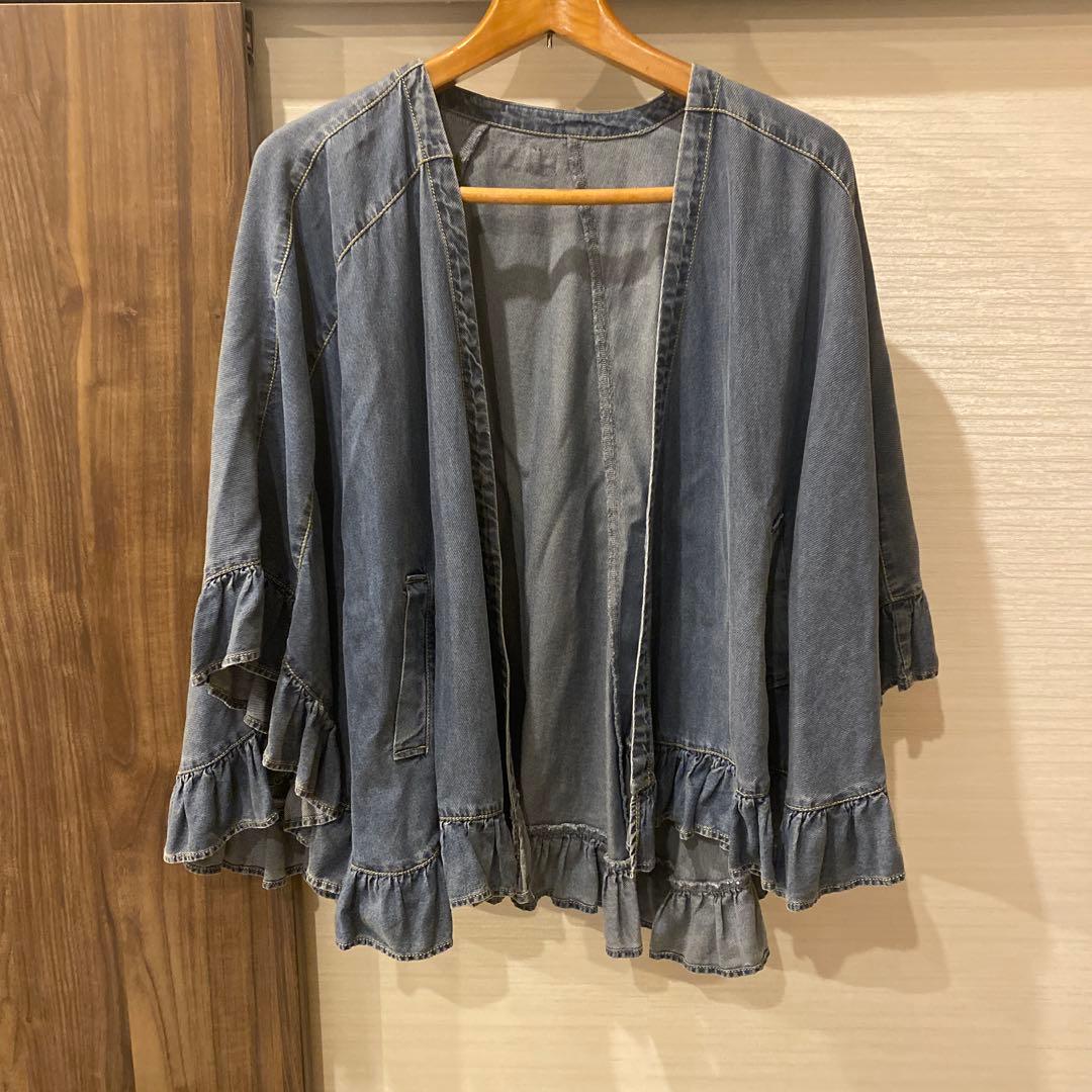 ayane テンセルデニムフリルポンチョ　インディゴ