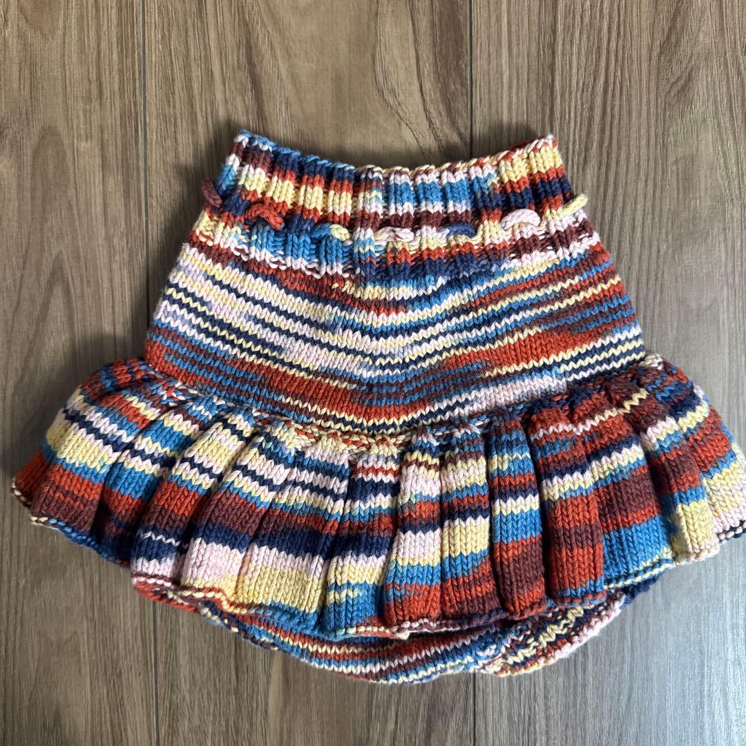 マルチカラーストライプフリルスカート 3-4y