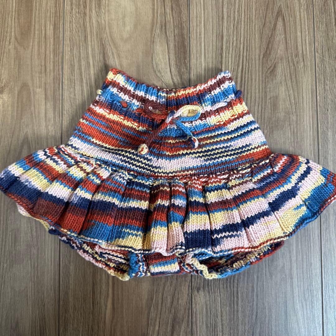 マルチカラーストライプフリルスカート 3-4y