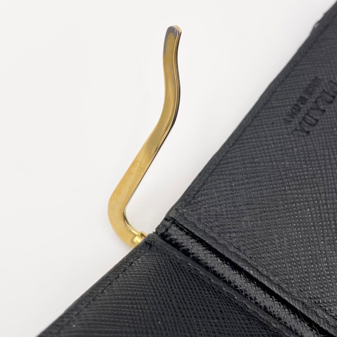 正規品 PRADA プラダ マネークリップ 折り財布 サフィアーノ 付属品完備