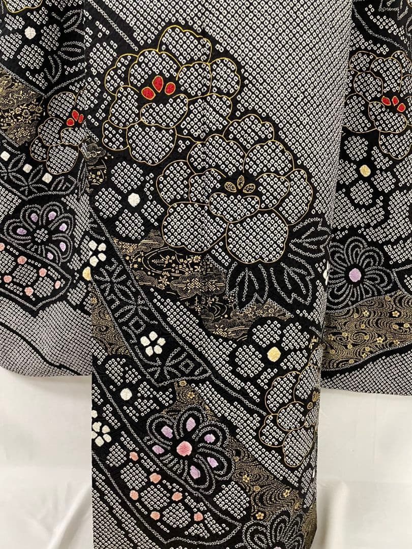 売約済み【WA-Modern】★★正絹モノトーン総絞り振袖フルセット★★