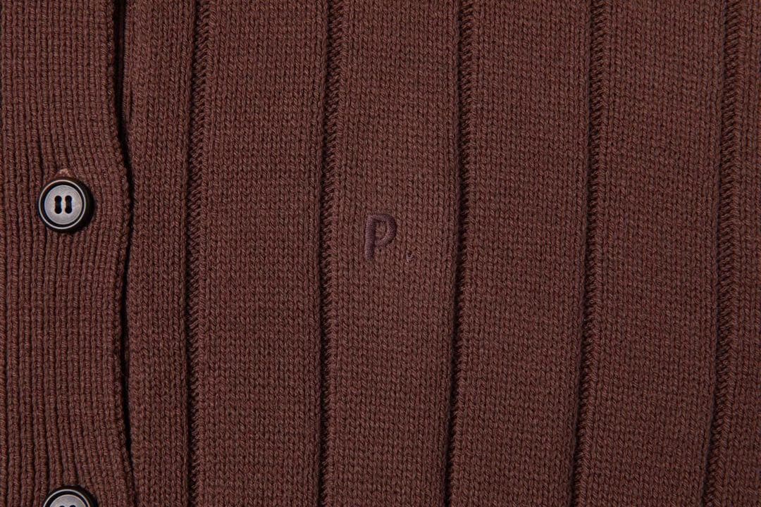 PINUE ポロカラーリブニットワンピース　チョコレート