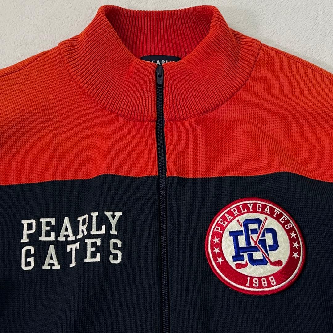 美品【PEARLY GATES】ゴルフフルジップニットジャケット 89ロゴ刺繍