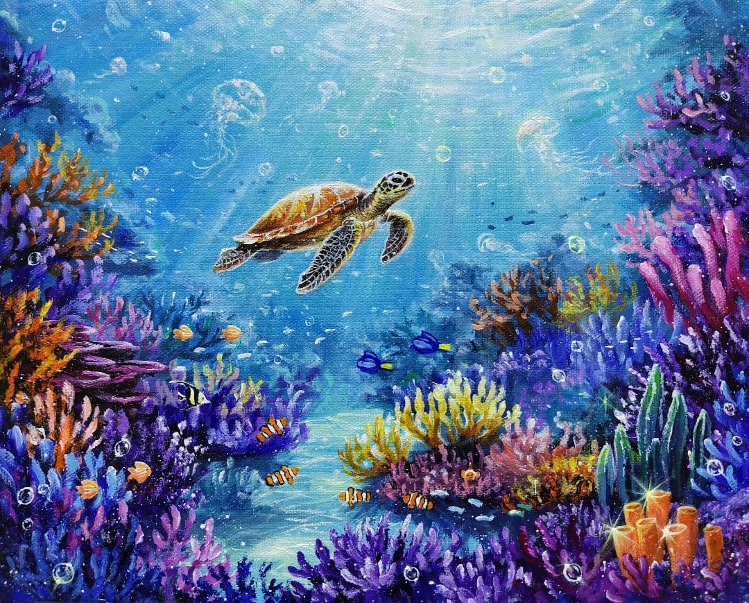 M*i様 【海中世界】アクリル画 F3 風景画 絵画