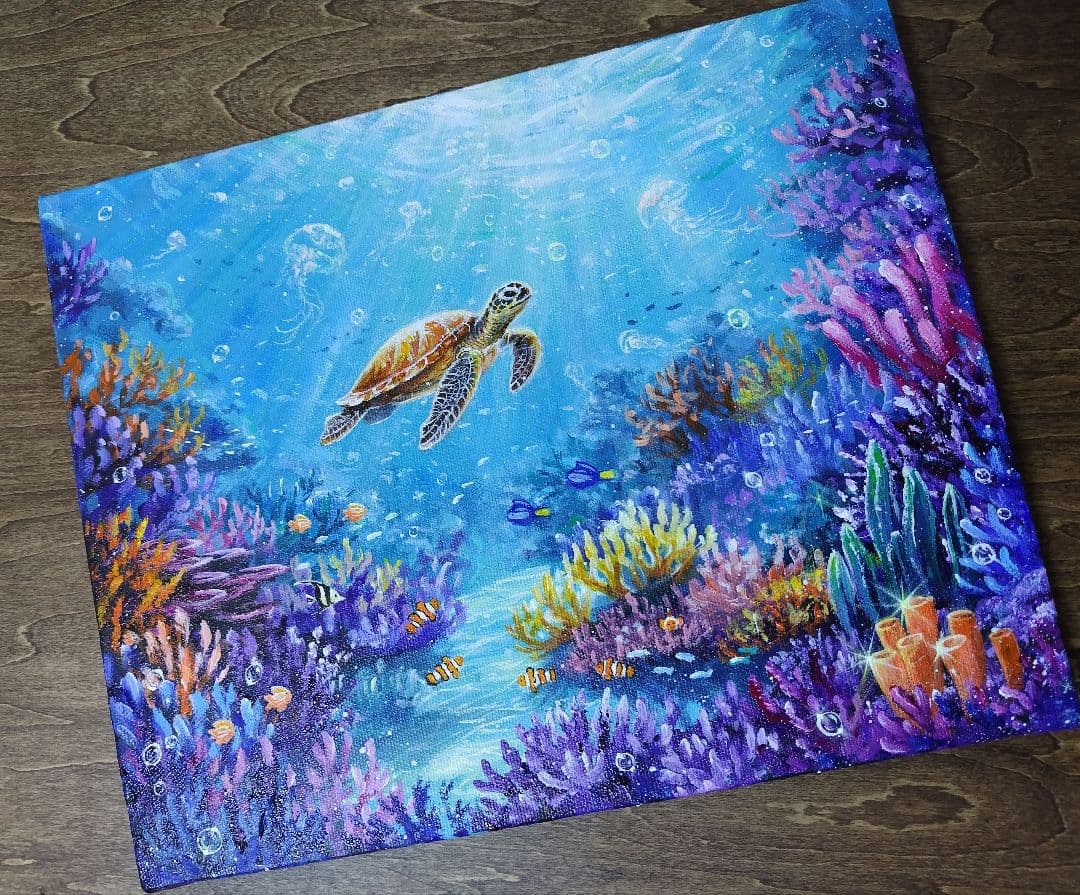 M*i様 【海中世界】アクリル画 F3 風景画 絵画