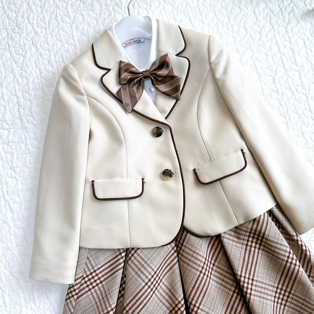 ビームスデザイン 120 フォーマル 入学式 卒園式 ベージュ系 チェック 女子