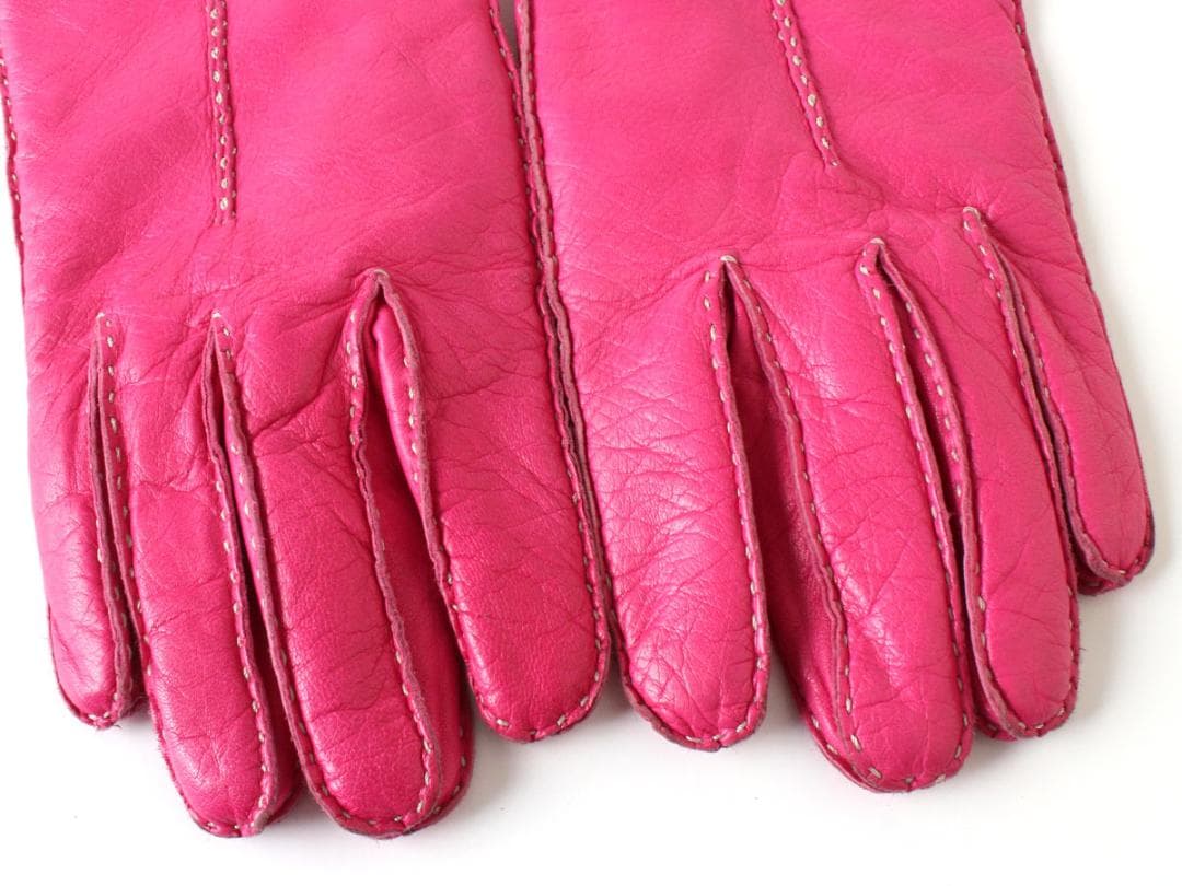 ピンク　ヴィヴィアンウエストウッド　ラム レザー　グローブ　手袋　L　21.5㎝