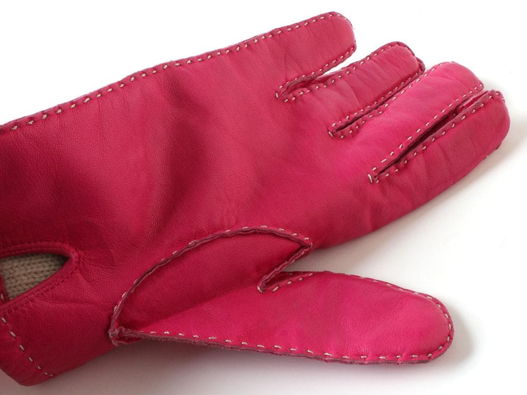 ピンク　ヴィヴィアンウエストウッド　ラム レザー　グローブ　手袋　L　21.5㎝