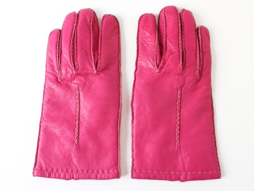 ピンク　ヴィヴィアンウエストウッド　ラム レザー　グローブ　手袋　L　21.5㎝