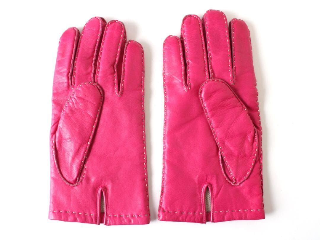 ピンク　ヴィヴィアンウエストウッド　ラム レザー　グローブ　手袋　L　21.5㎝