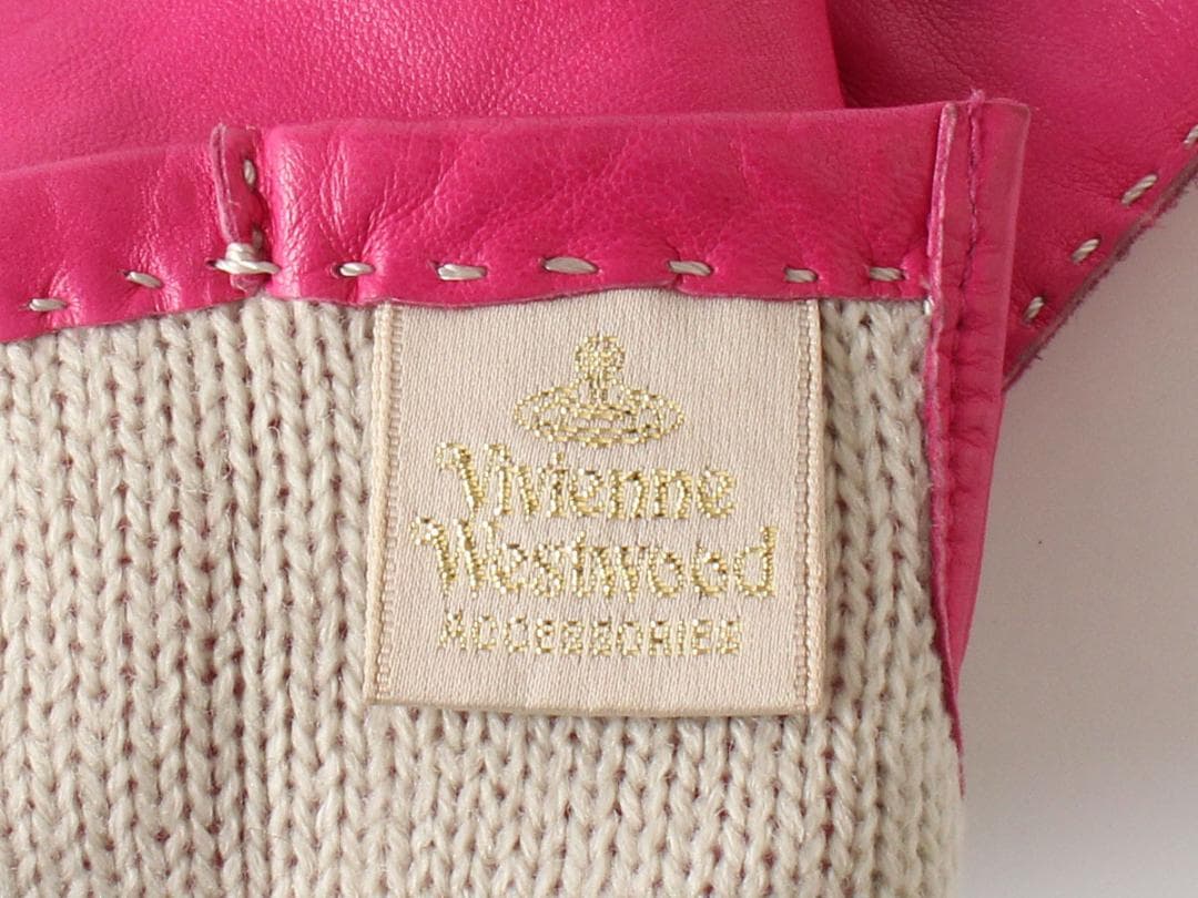 ピンク　ヴィヴィアンウエストウッド　ラム レザー　グローブ　手袋　L　21.5㎝