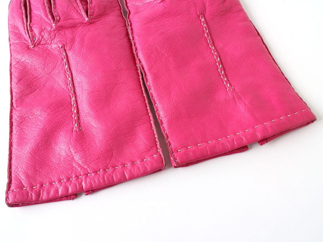 ピンク　ヴィヴィアンウエストウッド　ラム レザー　グローブ　手袋　L　21.5㎝