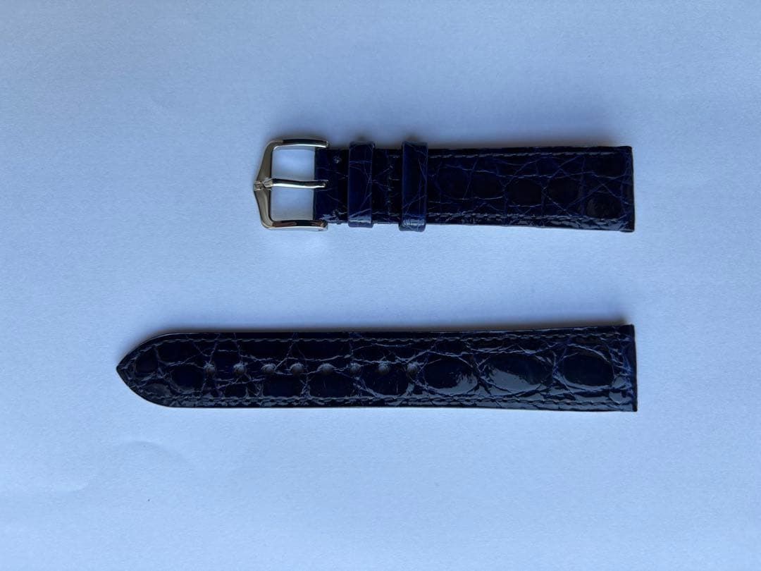 ネイビー クロコレザー 時計ベルト 18mm