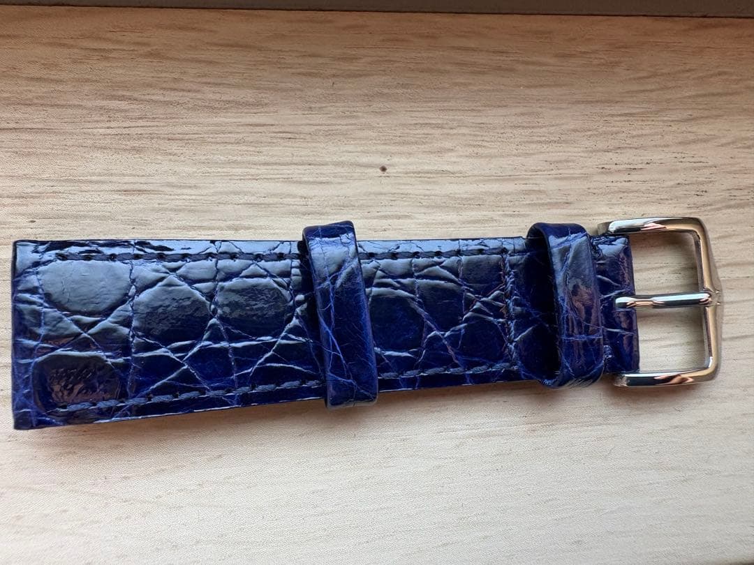 ネイビー クロコレザー 時計ベルト 18mm