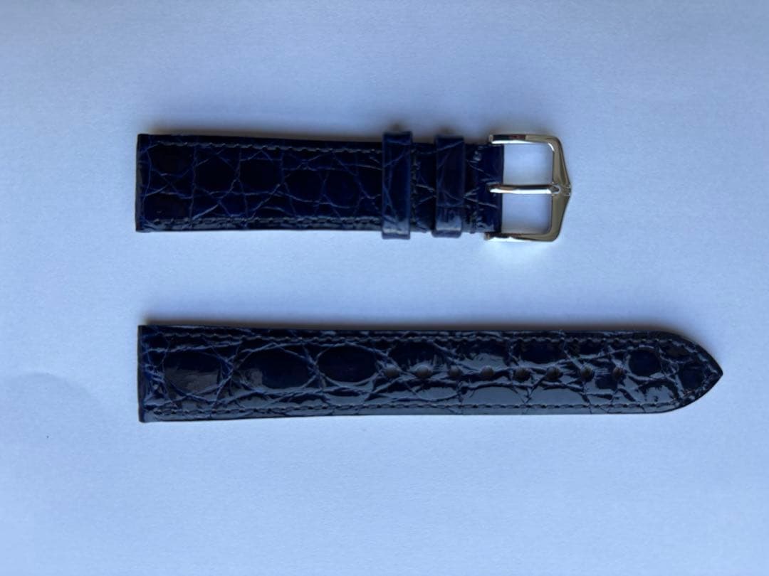 ネイビー クロコレザー 時計ベルト 18mm