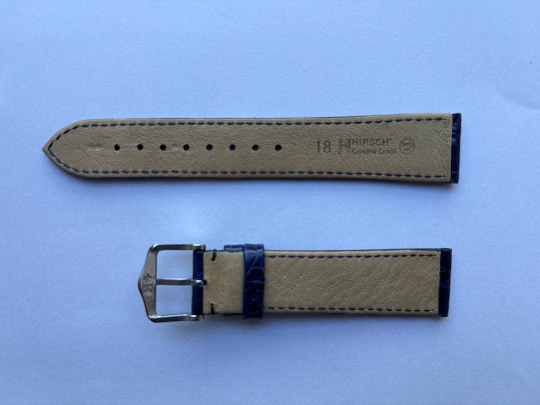 ネイビー クロコレザー 時計ベルト 18mm