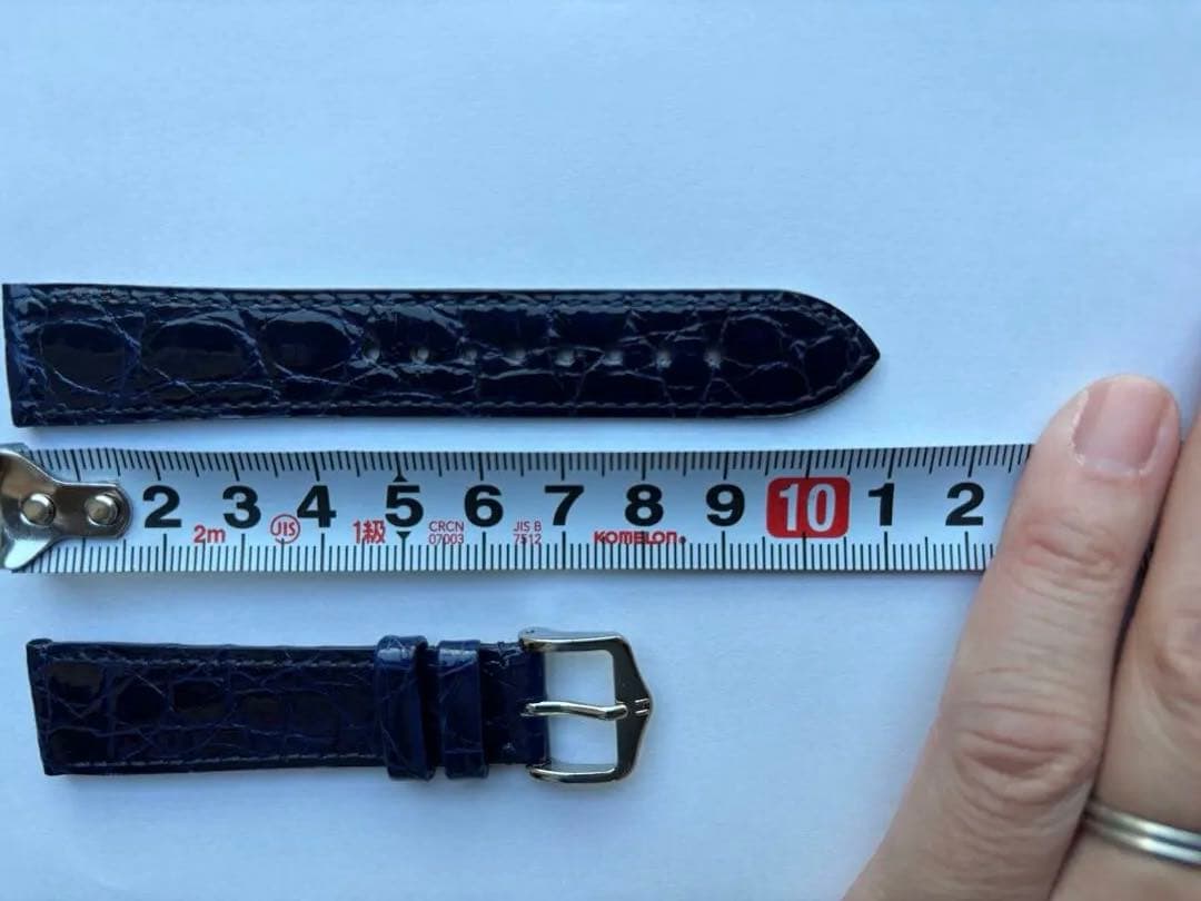 ネイビー クロコレザー 時計ベルト 18mm