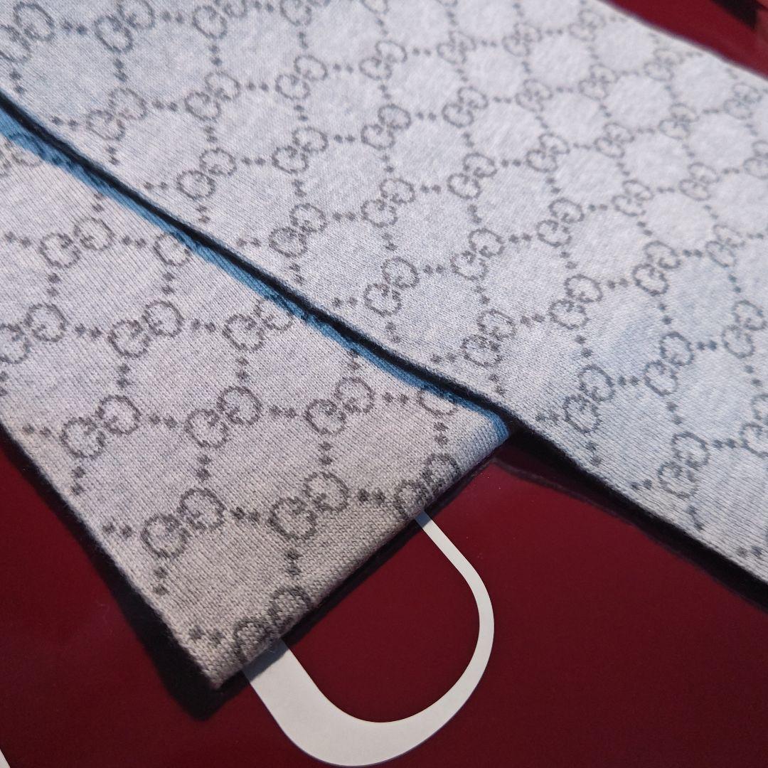 ❤極美品箱付❤GUCCI マフラー ストール スカーフ❤人気ライトグレー❤