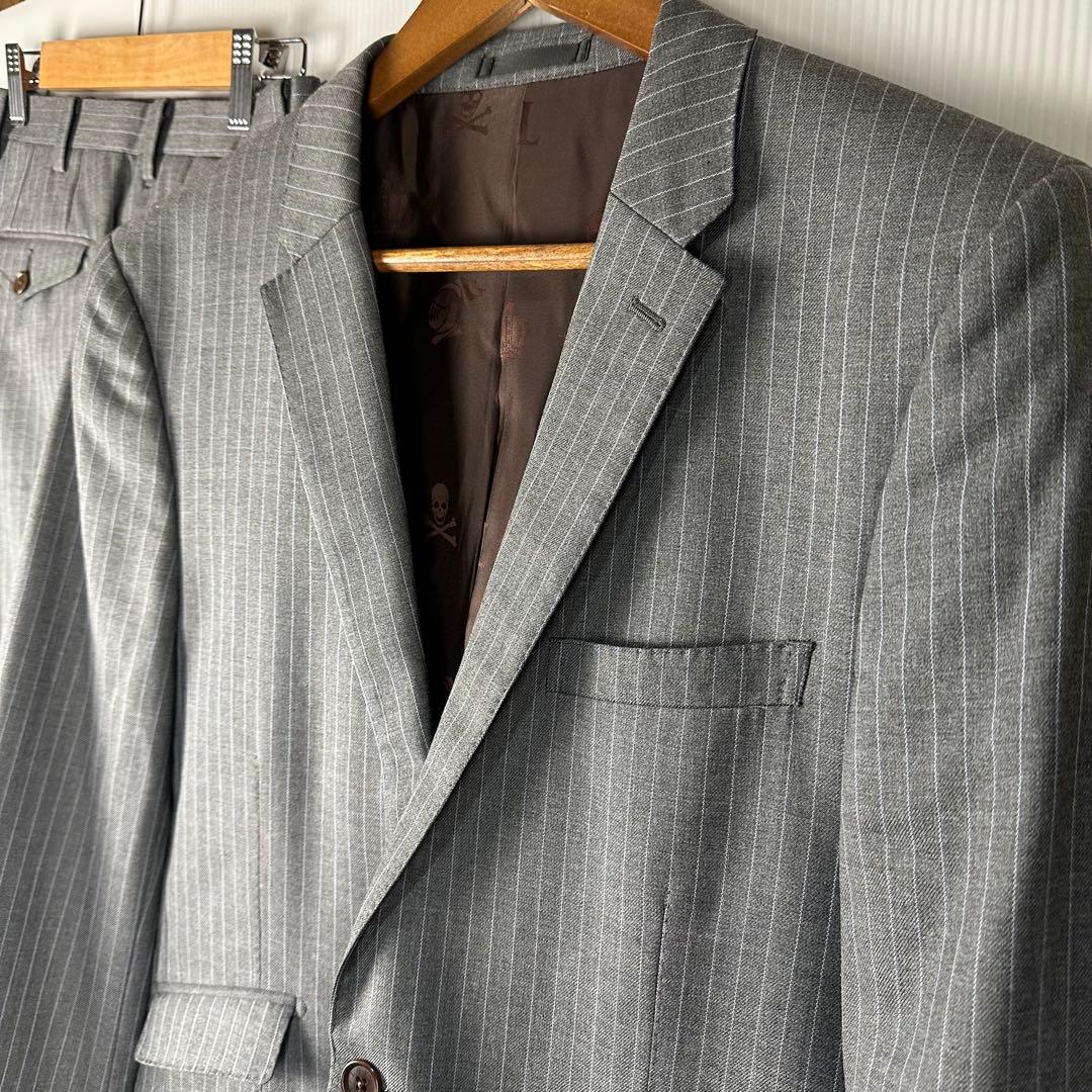 ラブレス LOVELESS スーツ ストライプ グレー 50 日本製 羊毛